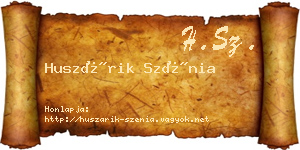 Huszárik Szénia névjegykártya